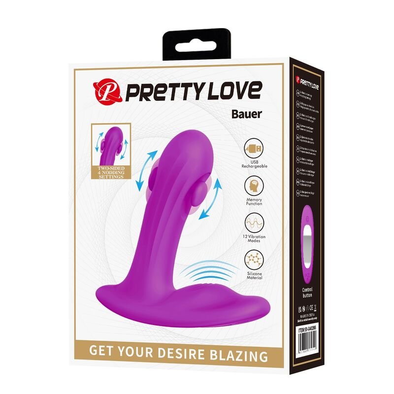 PRETTY LOVE - MASSAGEADOR DE PRÓSTATA RECARREGÁVEL BAUER COM 12 MODOS - ROXO - Imagem 2
