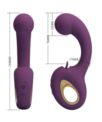 PRETTY LOVE - BRYNNLEE Vibrador Recarregável com Estimulador Oral, 10 Vibrações e 5 Funções de Lambida, Roxo - Imagem 4