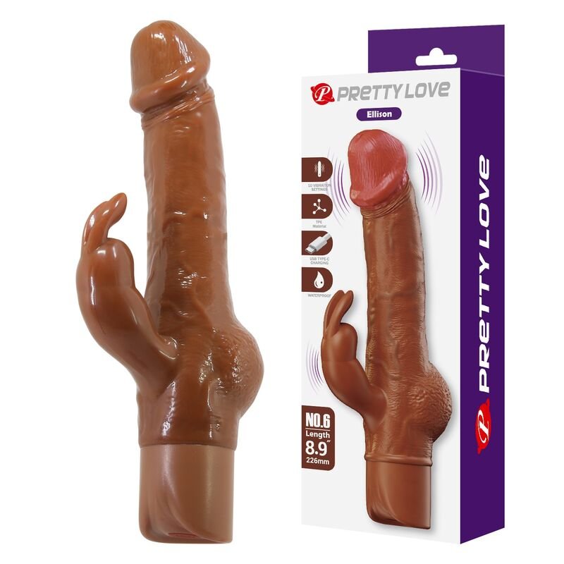 PRETTY LOVE - VIBRADOR REALISTA EM FORMATO DE COELHO ELLISON 22,6 CM Ø 4,2 CM MARROM - Imagem 5