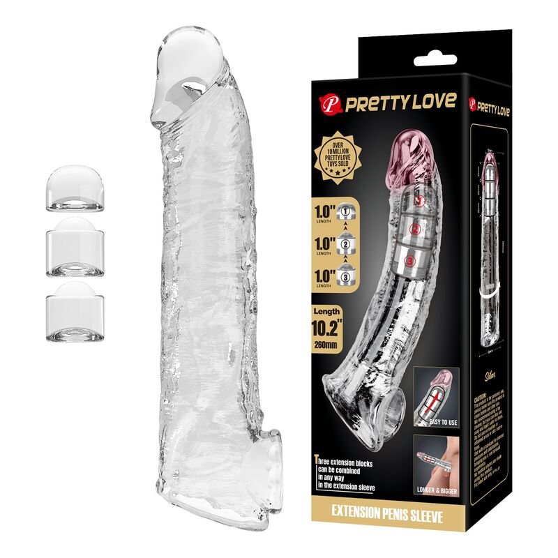PRETTY LOVE - EXTENSOR PENIANO AJUSTÁVEL 26 CM Ø 4 CM TRANSPARENTE - Imagem 2