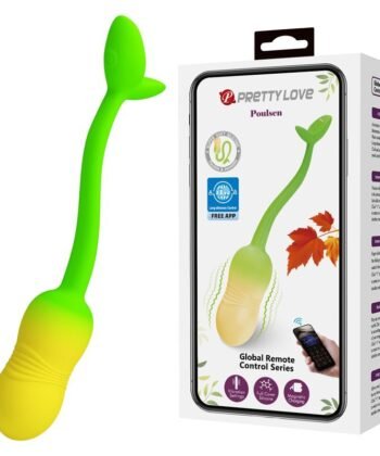 PRETTY LOVE - OVO VIBRATÓRIO COM CONTROLE POR APLICATIVO PULSEN, 12 FUNÇÕES, RECARREGÁVEL VIA USB, VERDE-AMARELO