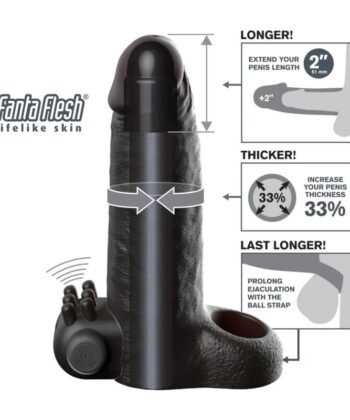 Visão alternativa de FANTASY X-TENSIONS - MANGA EXTENSORA DE PÊNIS VIBRATÓRIA COM SENSAÇÃO REALISTA DE 5CM PRETA