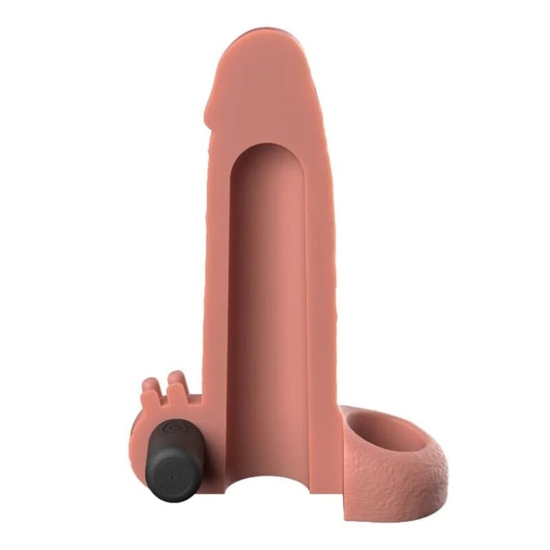 FANTASY X-TENSIONS - MANGA EXTENSORA DE PÊNIS VIBRATÓRIA COM SENSAÇÃO REALISTA DE 5CM BEGE - Imagem 4