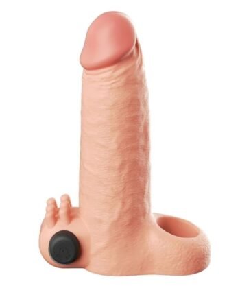 FANTASY X-TENSIONS - MANGA EXTENSORA DE PÊNIS VIBRATÓRIA COM SENSAÇÃO REALISTA DE 5CM BEGE