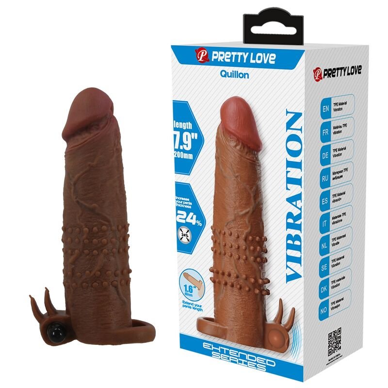 PRETTY LOVE - CAPA VIBRATÓRIA PARA PÊNIS QUILLON 20 CM Ø 4 CM MARROM - Imagem 2