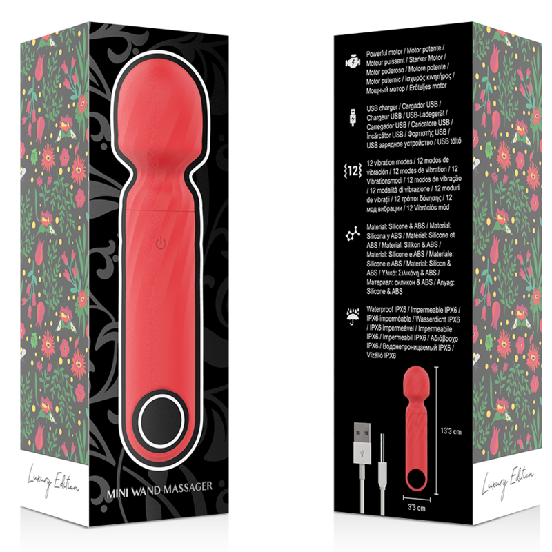 MIA - LUCY ELLEN MINI MASSAGEADOR DE VARINHA RECARREGÁVEL USB VERMELHO - Imagem 3