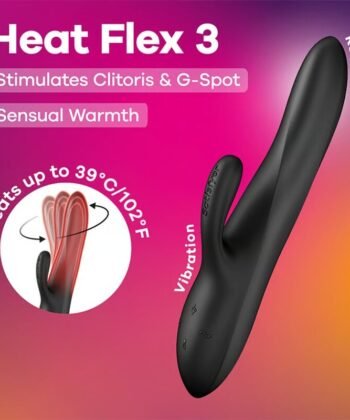 SATISFYER - HEAT FLEX 3 VIBRADOR COELHO AQUECIDO PRETO - Image 2