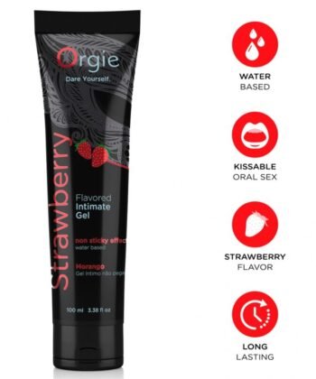 ORGIE - LUBRIFICANTE EM TUBO SABOR MORANGO, GEL ÍNTIMO À BASE DE ÁGUA, 100 ML