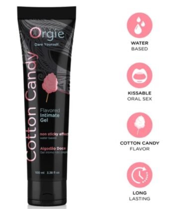 ORGIE - LUBRIFICANTE EM TUBO COM AROMA DE ALGODÃO DOCE, BEIJÁVEL, GEL ÍNTIMO À BASE DE ÁGUA, 100 ML