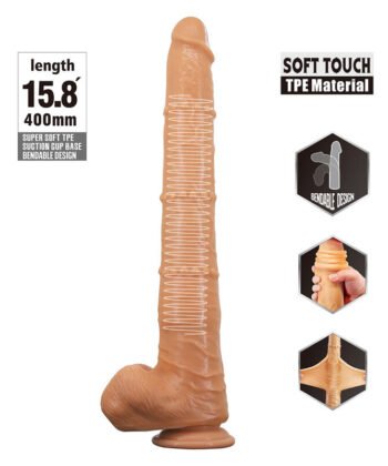 PRETTY LOVE - BRAM DILDO REALISTA DE TOQUE SUAVE COM PELE DESLIZANTE 40 CM NATURAL