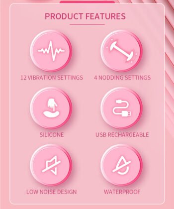 PRETTY LOVE - DUDEN VIBRADOR DE SILICONE RECARREGÁVEL COM 12 MODOS DE VIBRAÇÃO E 3 MODOS DE BALANÇO, ROSA. - Imagem 3