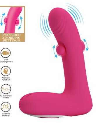PRETTY LOVE - DUDEN VIBRADOR DE SILICONE RECARREGÁVEL COM 12 MODOS DE VIBRAÇÃO E 3 MODOS DE BALANÇO, ROSA.