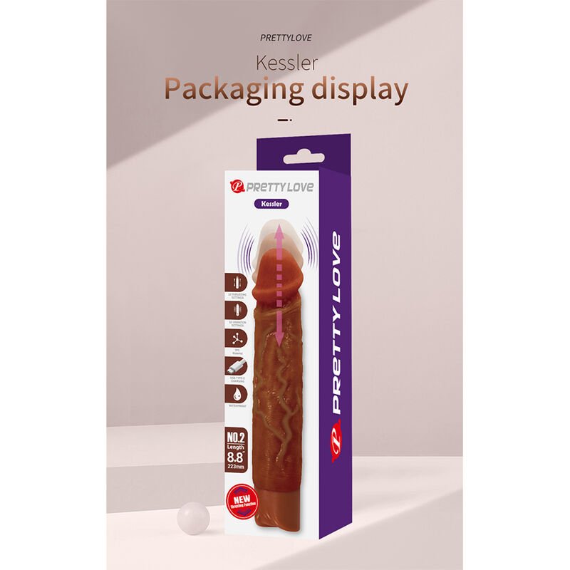 PRETTY LOVE – Vibrador realista Kessler com 10 modos de vibração e 10 intensidades 22 CM castanho - Imagem 3
