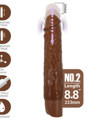 PRETTY LOVE – Vibrador realista Kessler com 10 modos de vibração e 10 intensidades 22 CM castanho