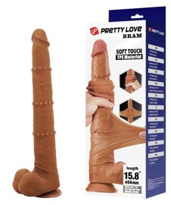 PRETTY LOVE – Vibrador deslizante realista Bram de toque suave 40 CM castanho - Imagem 2