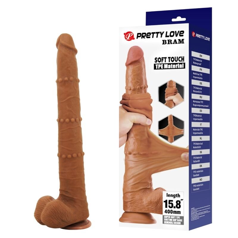 PRETTY LOVE – Vibrador deslizante realista Bram de toque suave 40 CM castanho - Imagem 2