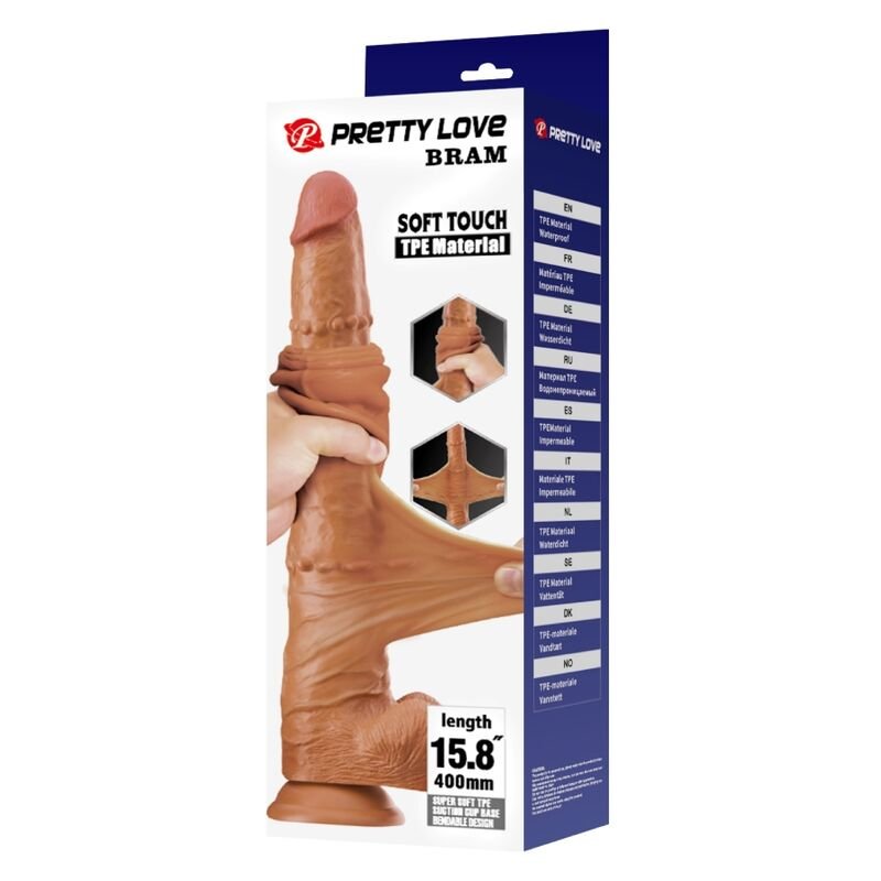 PRETTY LOVE – Vibrador deslizante realista Bram de toque suave 40 CM castanho - Imagem 3