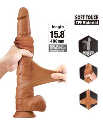 PRETTY LOVE – Vibrador deslizante realista Bram de toque suave 40 CM castanho